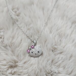 Silver 925 HELLO KITTY Moissanite Pendant Necklace